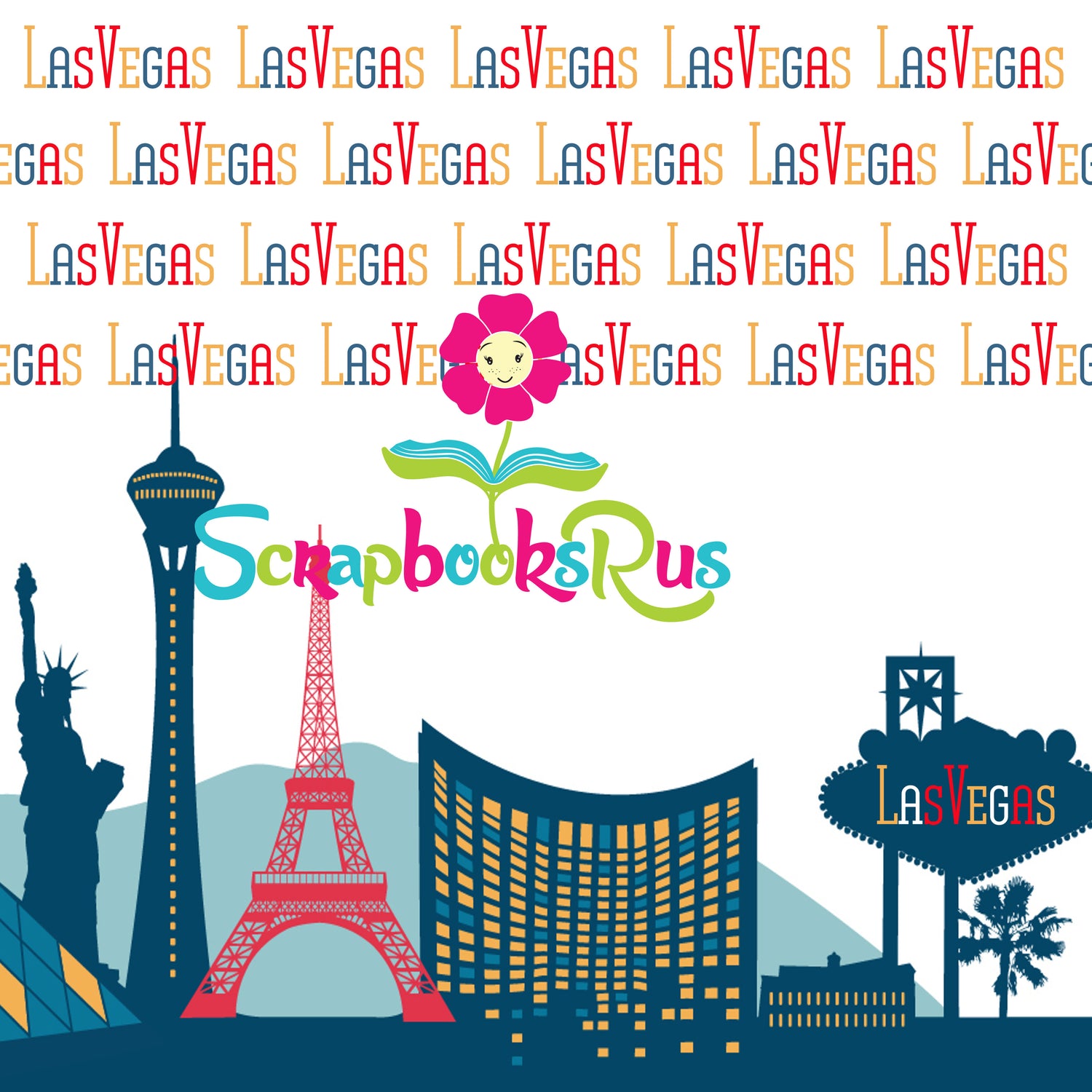 Scrapbooksrus LAS VEGAS BLUE SKYLINE 12"X12" Scrapbook Paper