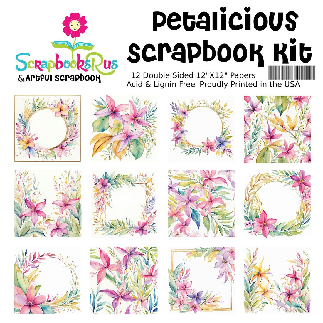 Scrapbooksrus PETALICIOUS 12&quot;X12&quot; Scrapbook Paper Pack 12pc