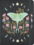 Notebook cover with a luna moth design on a dark background