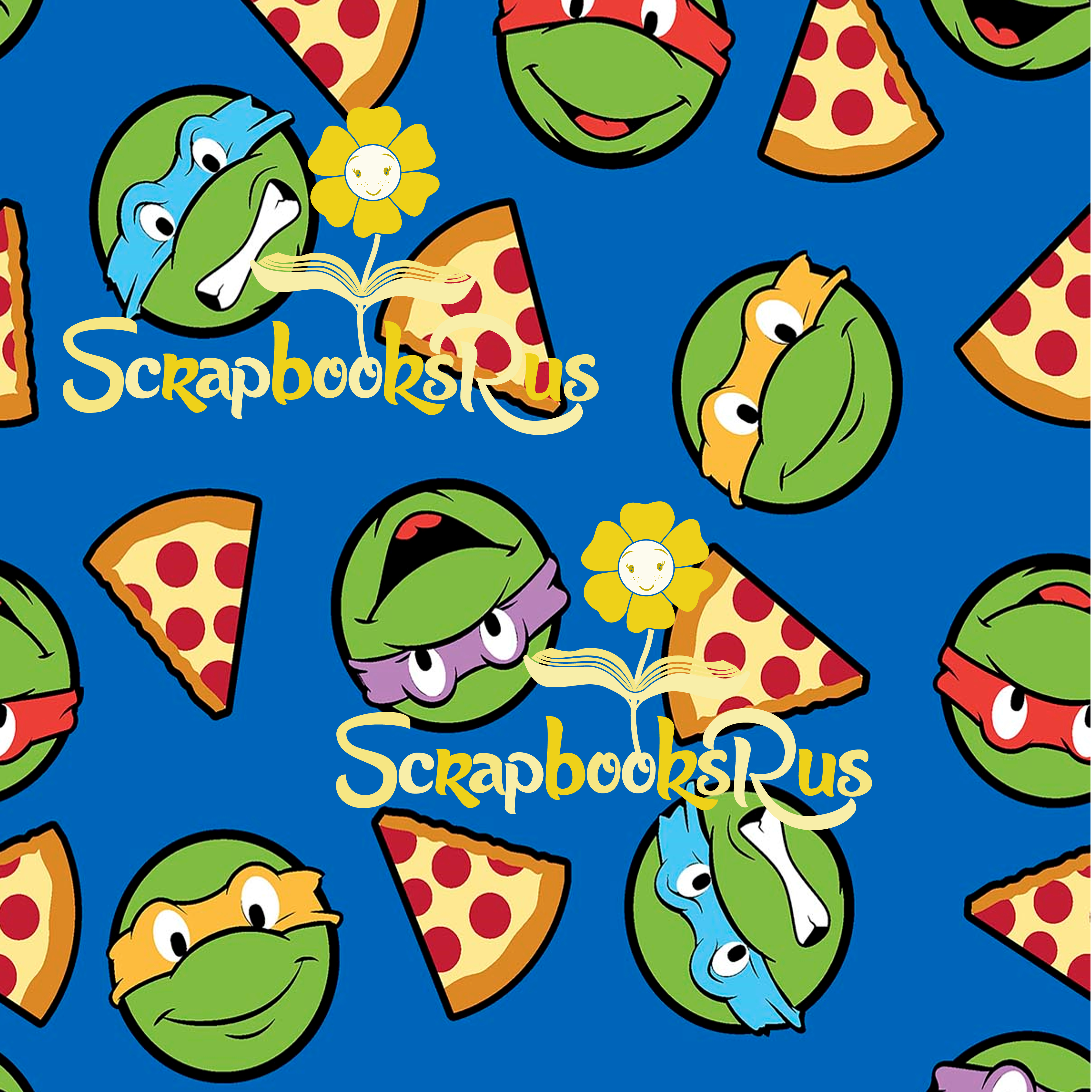 Teenage Mutant Ninja Turtles TMNT &amp; PIZZA 12&quot;x12&quot; Cartoon Scrapbook Paper