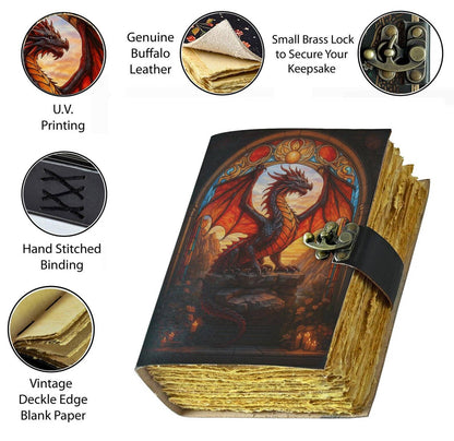 Soft Leather BOOK OF SHADOWS DRAGON Blank A7