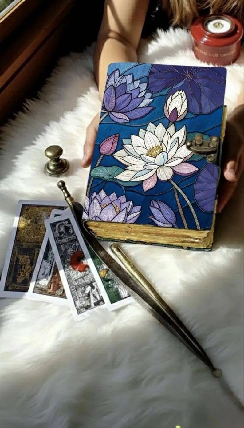 Soft Leather Journal PURPLE FLOWER ART Blank A7