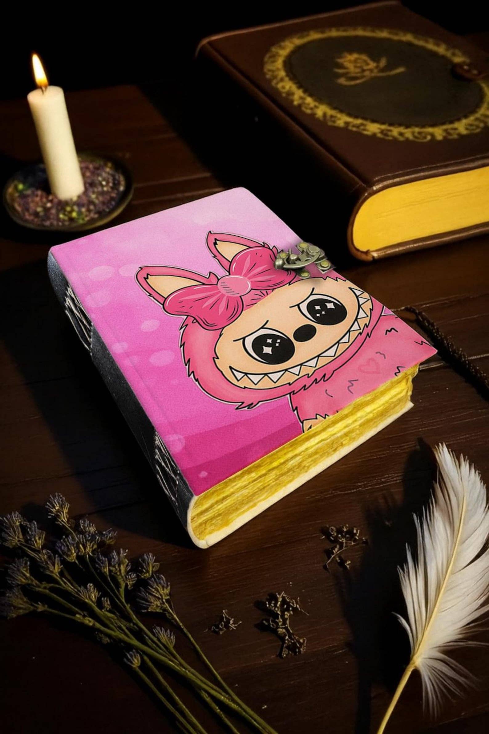 Soft Leather Journal LABUBU Blank Lock Handmade A7