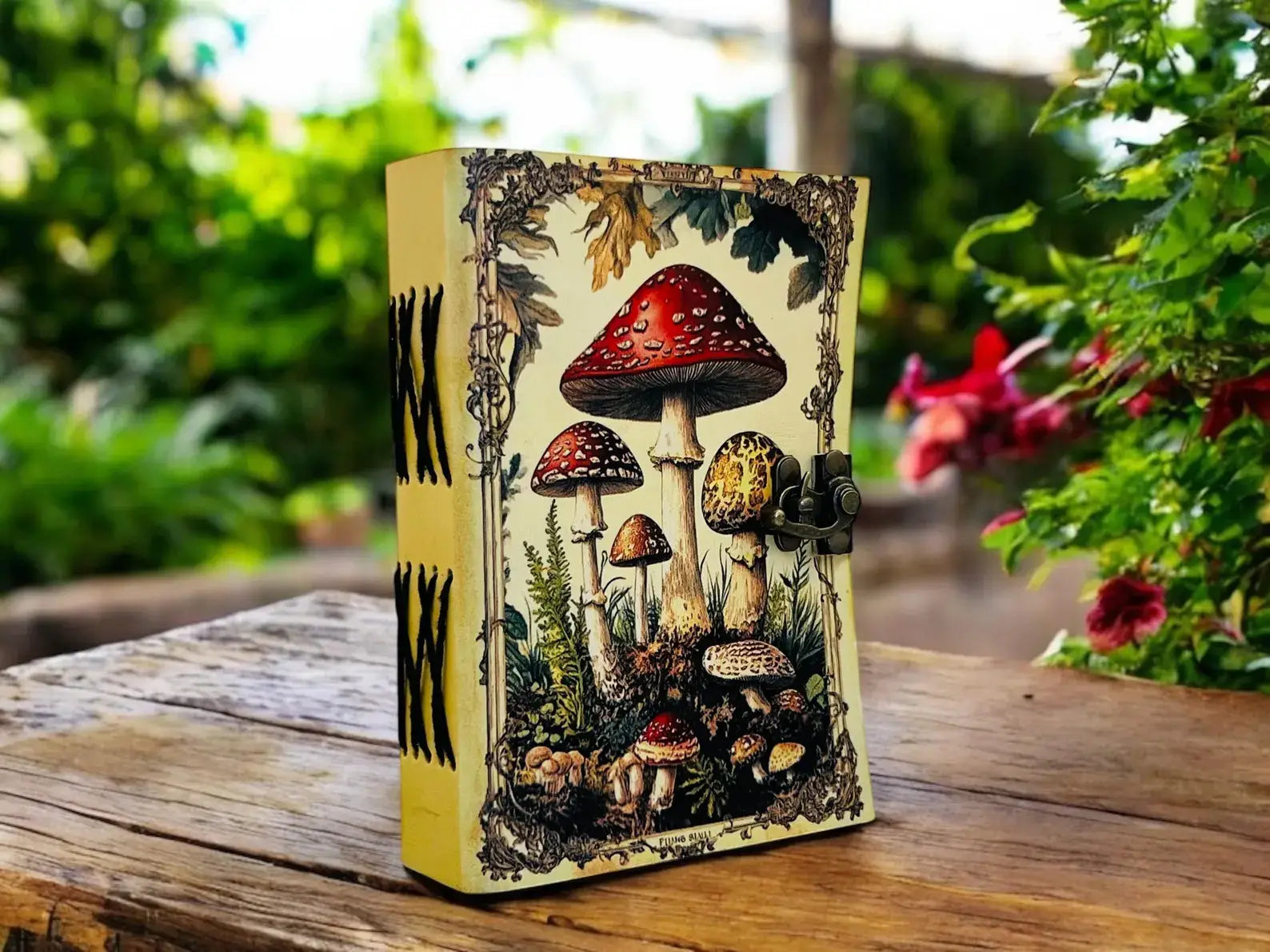 Soft Leather Journal Grimoire VINTAGE MUSHROOM Handmade Blank A7