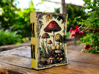 Soft Leather Journal Grimoire VINTAGE MUSHROOM Handmade Blank A7