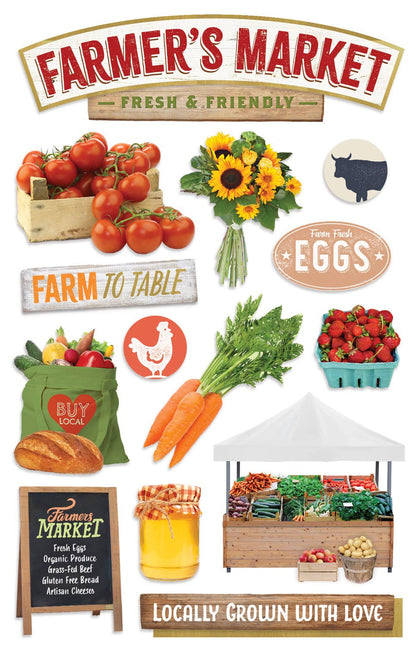 Paper House FARMERS MARKET 3D Scrapbook Sticker