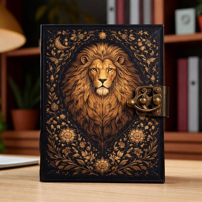 Soft Leather MAJESTIC LION Journal Handmade Vintage Blank A7
