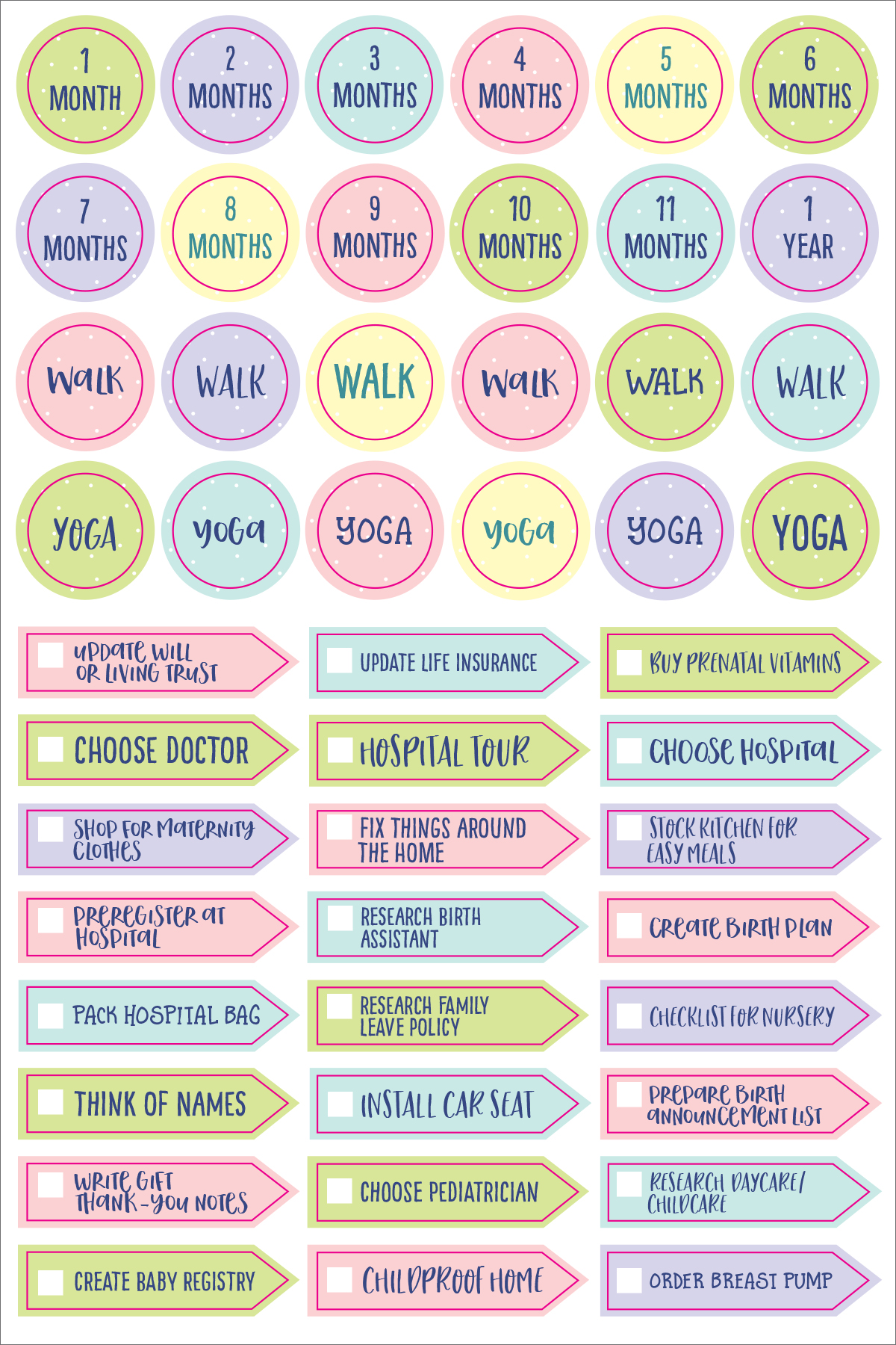 Peter Pauper Planner Stickers PREGNANCY BABY Essentials