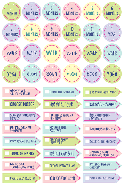 Peter Pauper Planner Stickers PREGNANCY BABY Essentials
