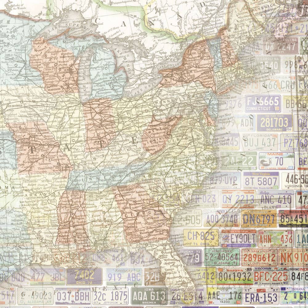 Paper House UNITED STATES MAP 12X12 Scrapbook Paper
