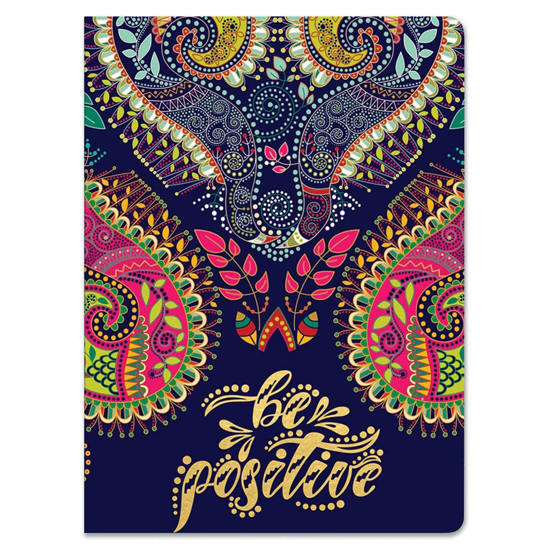 Paper House Softcover Journal NAVY PAISLEY BE POSITIVE