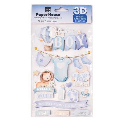 Paper House BABY BOY WATERCOLOR 3D Stickers 13pc