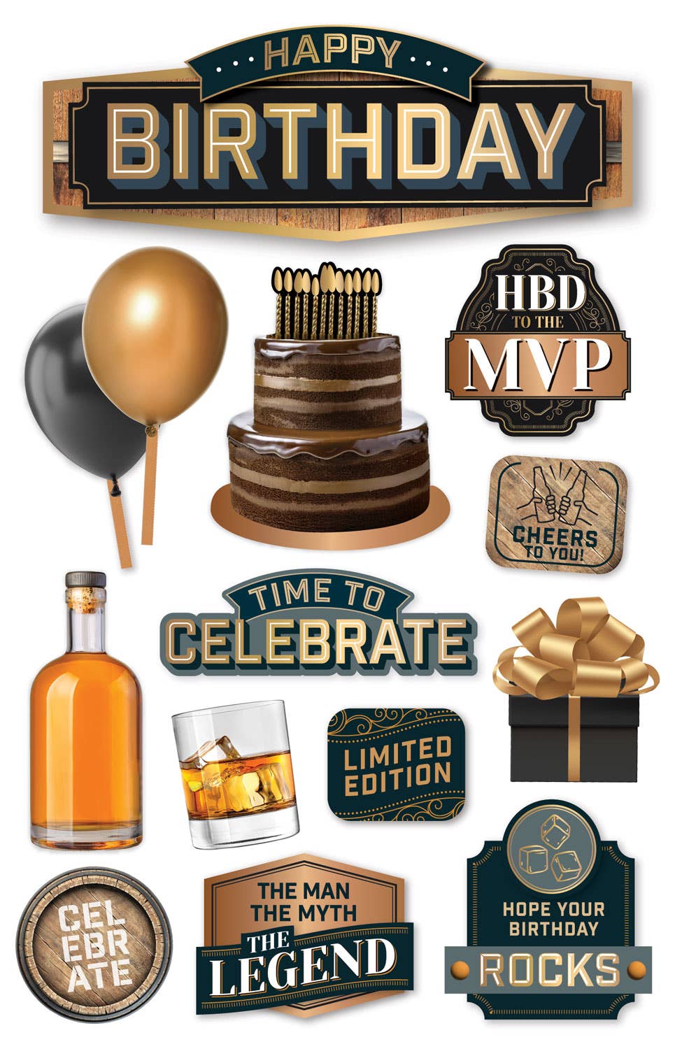 Paper House HAPPY BIRTHDAY 3D Stickers 13pc