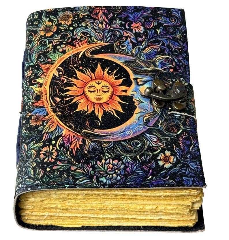 Soft Leather Journal NEON SUN & MOON Spell Book Blank A7