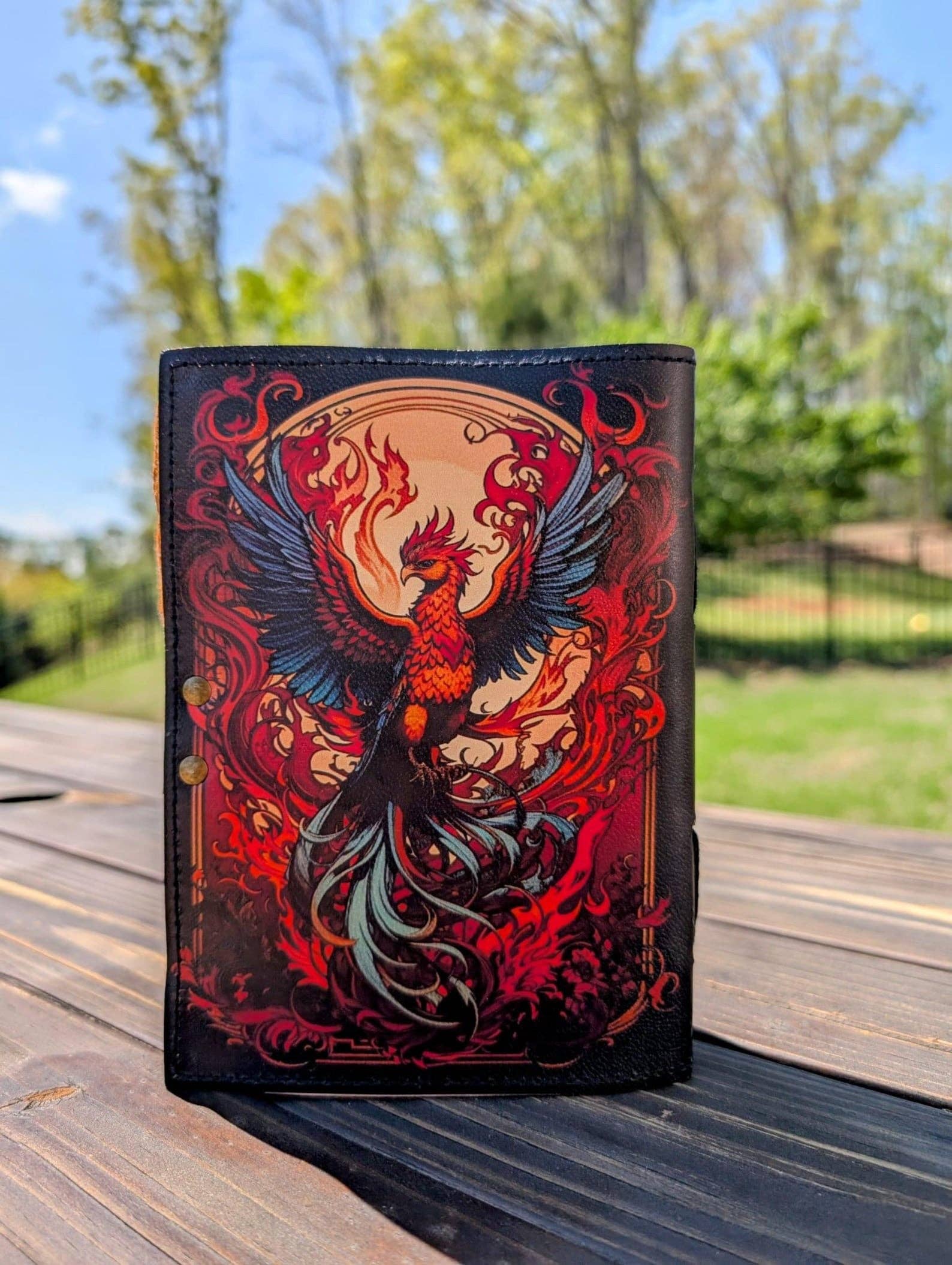 Soft Leather Journal Grimoire PHOENIX REBIRTH Handmade Blank A7