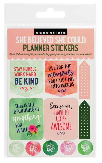 Peter Pauper Planner Stickers SHE BELIEVED SHE COULD Essentials