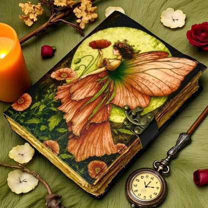 Soft Leather Journal Grimoire WICCAN FAIRY Lock Blank A7