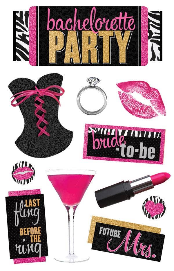 Paper House BACHELORETTE 3D Sticker 11pc