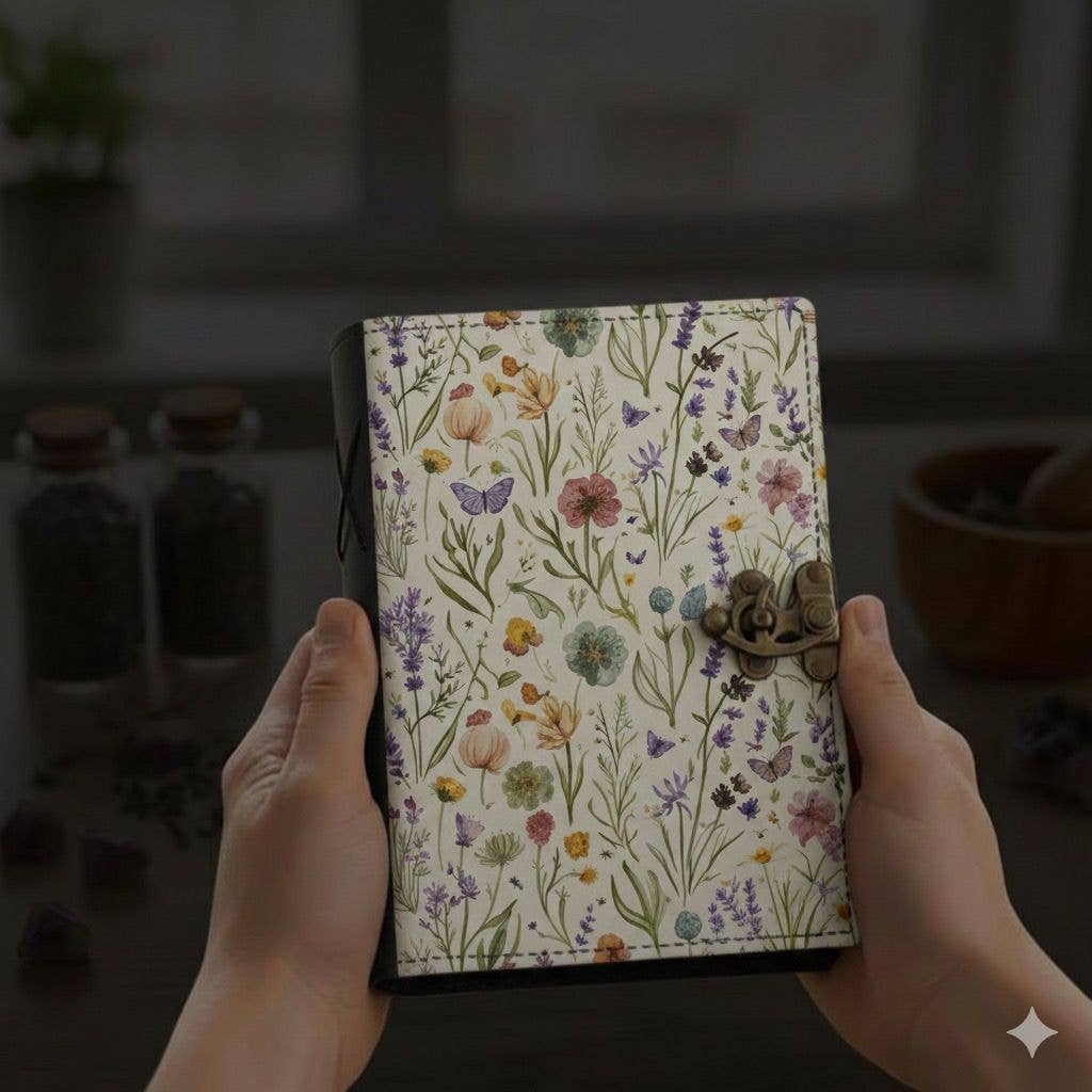 Soft Leather Journal SPRING FLOWERS Vintage Blank A7