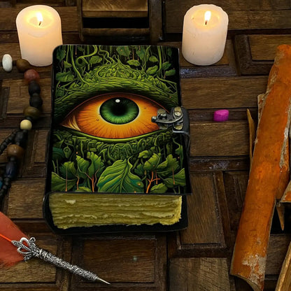 Soft Leather Journal Grimoire TAROT EYE Blank Book of Shadows A7