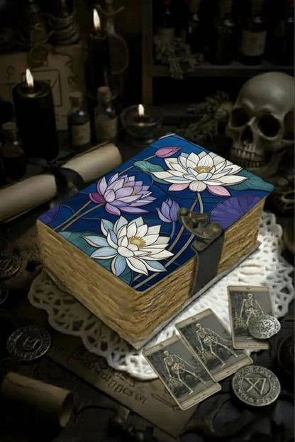 Soft Leather Journal PURPLE FLOWER ART Blank A7