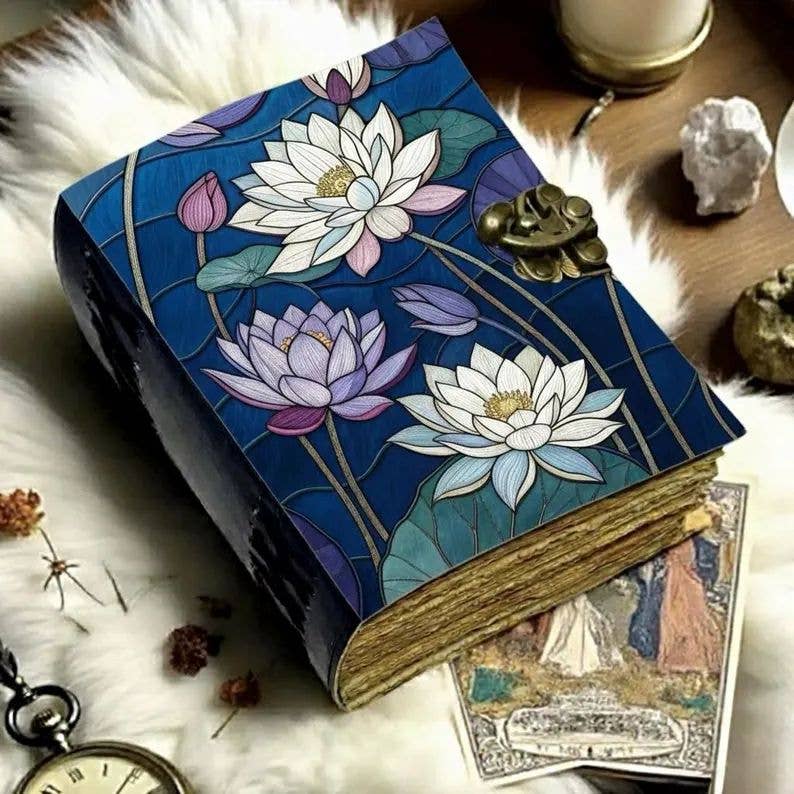 Soft Leather Journal PURPLE FLOWER ART Blank A7
