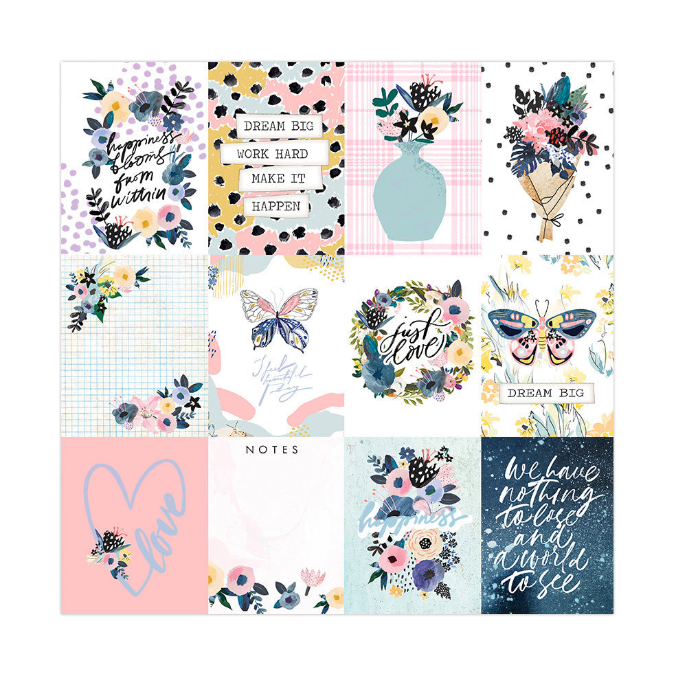 Prima Spring Abstract HAPPINESS BLOOMS 12&quot;X12&quot; Scrapbook Paper