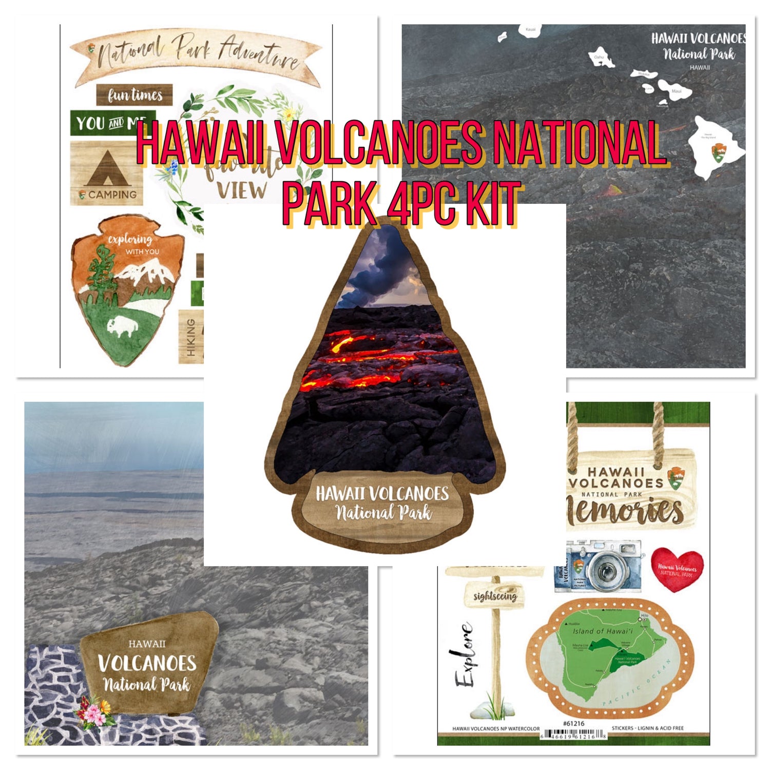 National Park HAWAII VOLCANOES KIT Paper &amp; Stickers 4pc