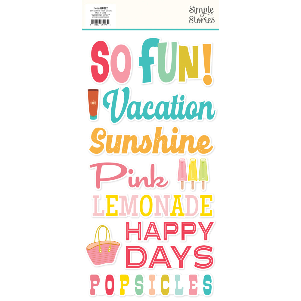 Simple Stories RETRO SUMMER Foam Stickers 30pc