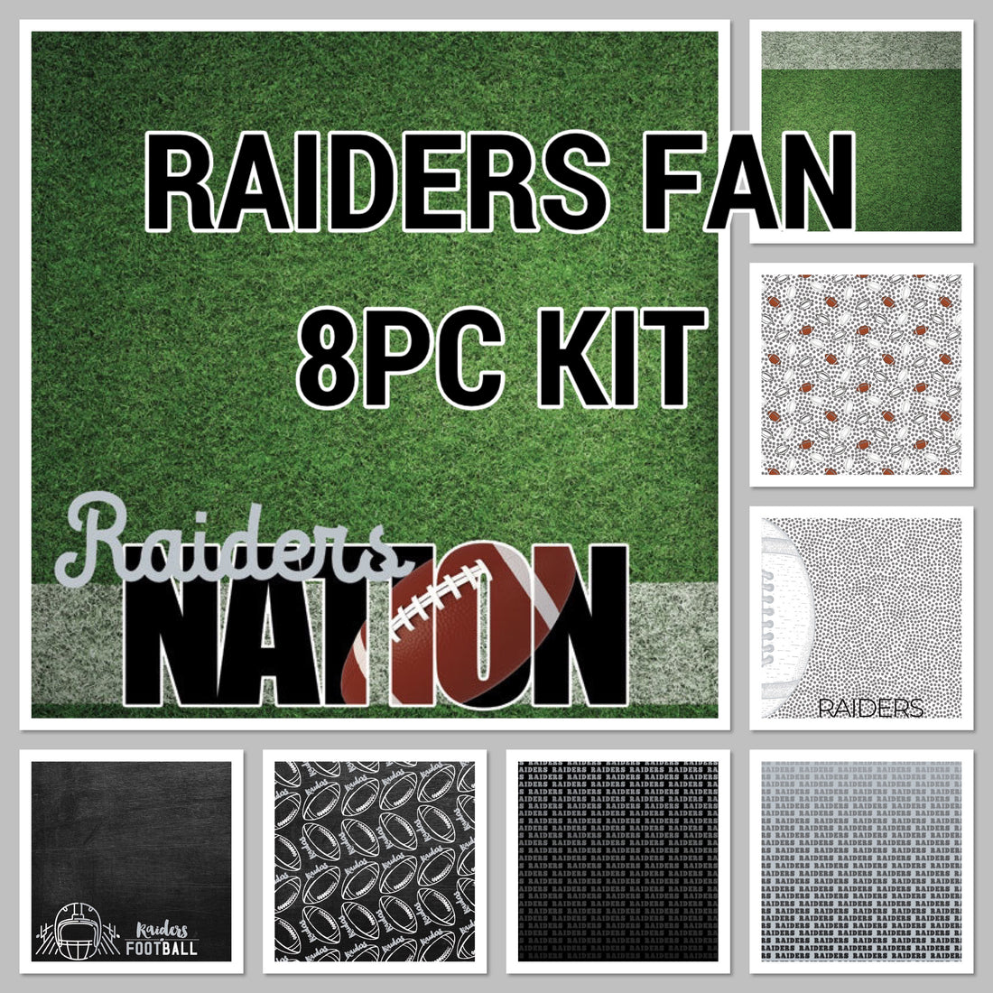 RAIDERS FAN FOOTBALL 12&quot;X12&quot; Scrapbook Paper Kit 8 Sheets