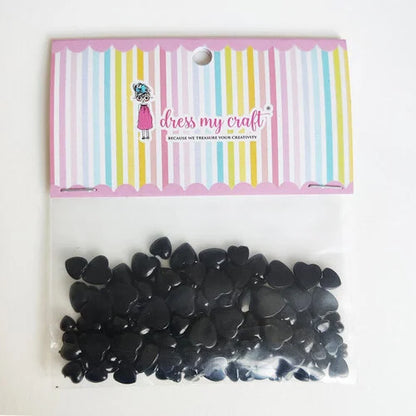 Dress My Craft Water Droplet BLACK HEART Embellishments