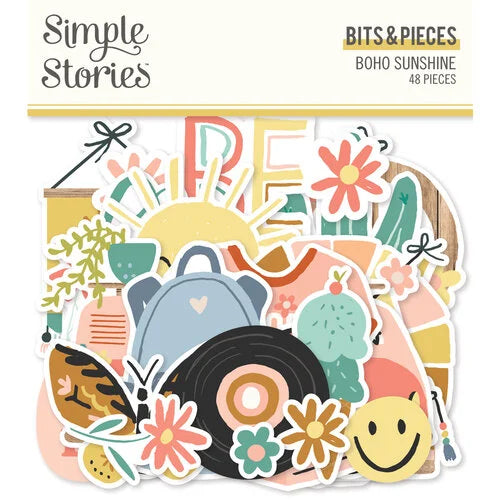 Simple Stories BOHO SUNSHINE BITS &amp; PIECES DieCuts 48pc