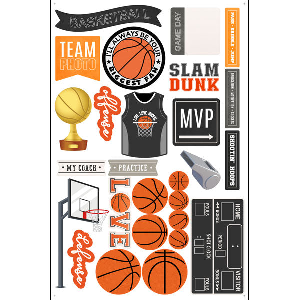 Scrapbook Customs BASKETBALL EMBELLISHMENTS Laser DieCuts