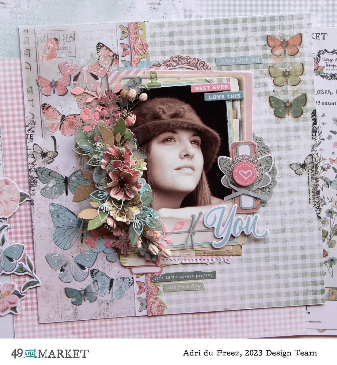 49 and Market Vintage Artistry Tranquility BRAVADO 12"X12" Scrapbook Paper