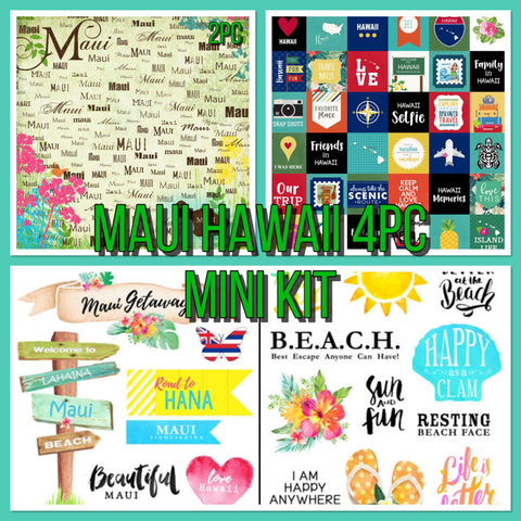 Scrapbook Customs MAUI HAWAII MINI KIT Papers and Stickers 4pc
