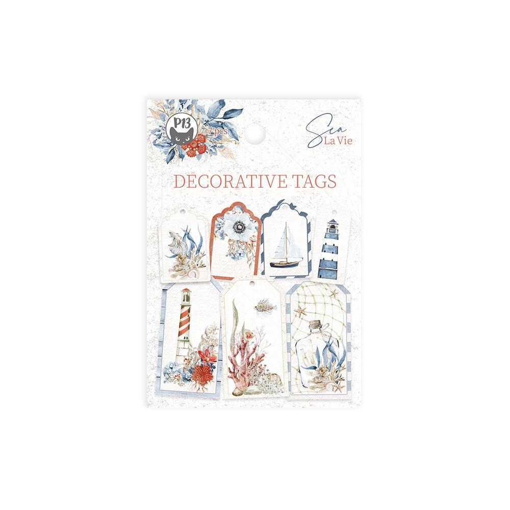 P13 SEA LA VIE Decorative Tags Ocean Coral 7pc