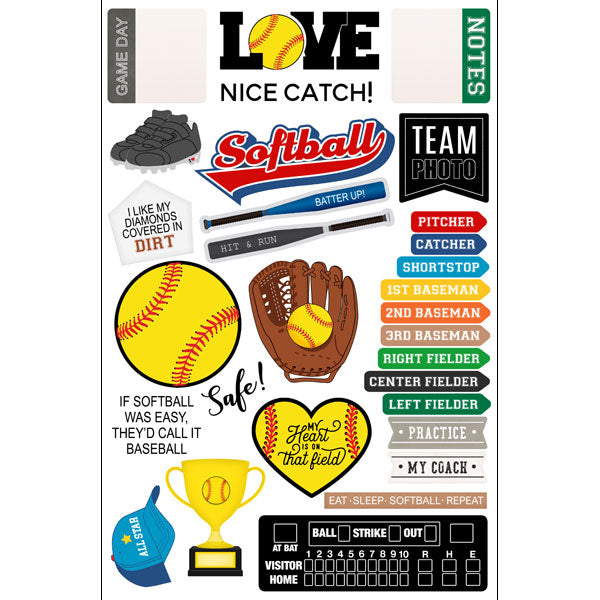 Scrapbook Customs SOFTBALL EMBELLISHMENTS Laser DieCuts