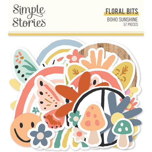 Simple Stories BOHO SUNSHINE FLORAL BITS DieCuts 57pc