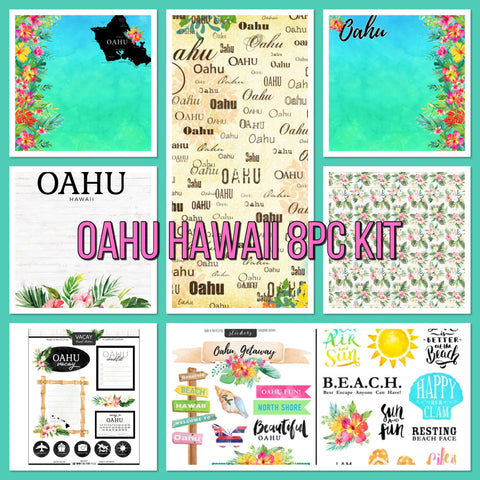 Scrapbook Customs OAHU HAWAII KIT Papers and Stickers 8pc