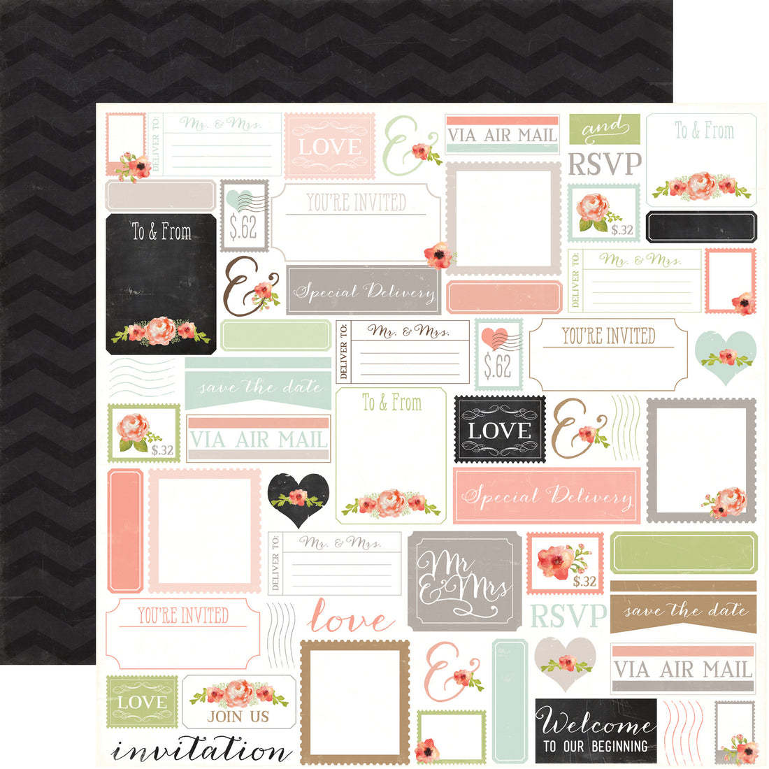 Carta Bella 12"x12" LABELS Rustic Elegance