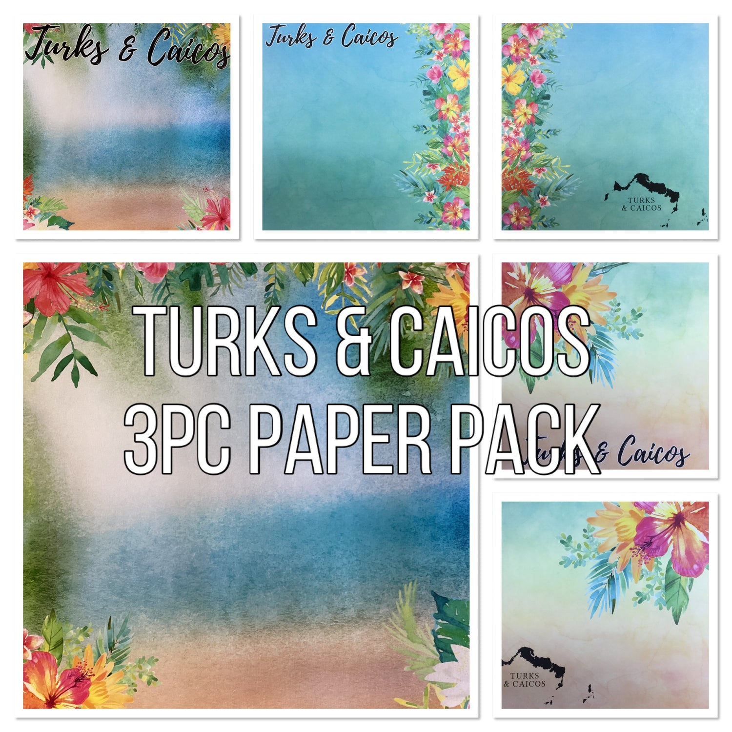 Scrapbook Customs TURKS &amp; CAICOS Getaway 12&quot;X12&quot; Tropical Paper Pack