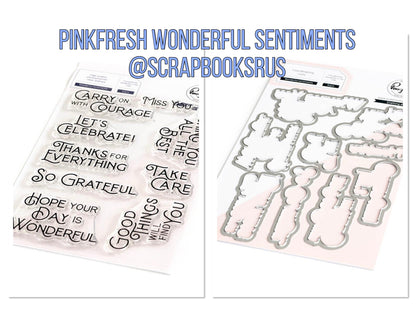 Pinkfresh Studio WONDERFUL SENTIMENTS Stamp &amp; Die Set 18pc