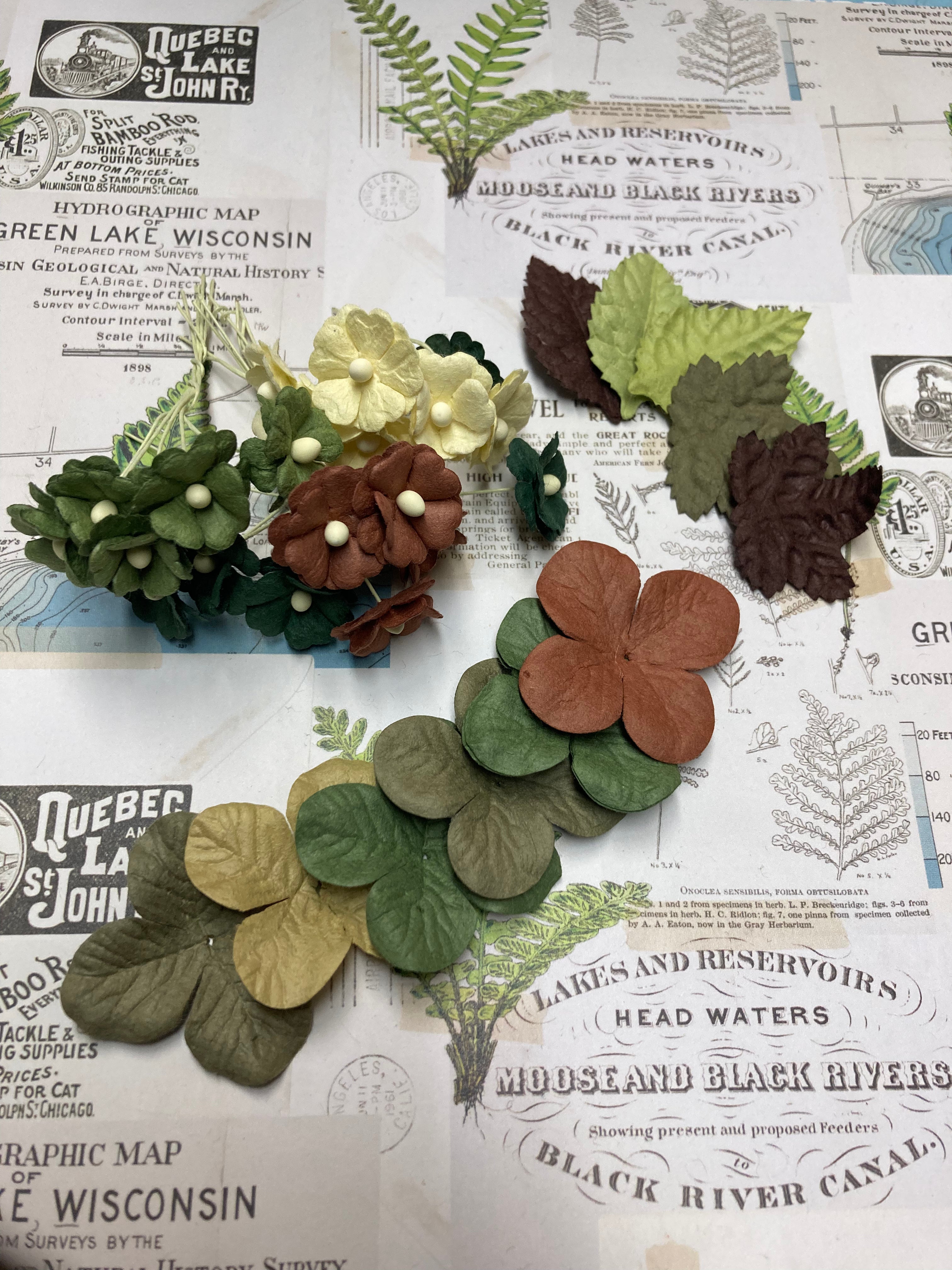 Cherry Blossoms Hydrangeas Leaves 31pc