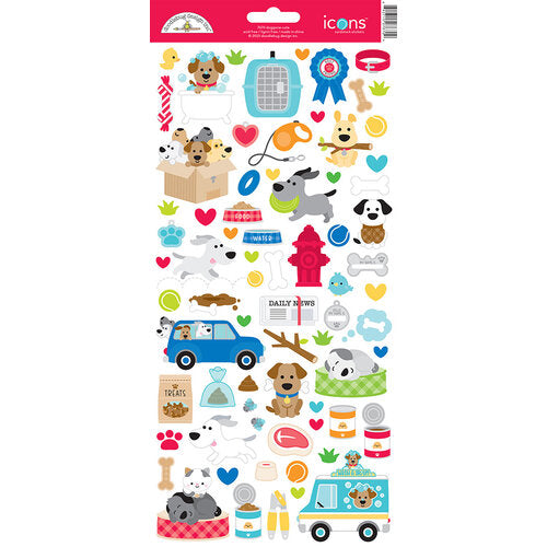 Doodlebug ICONS DOGGONE CUTE Sticker Sheet Scrapbooksrus