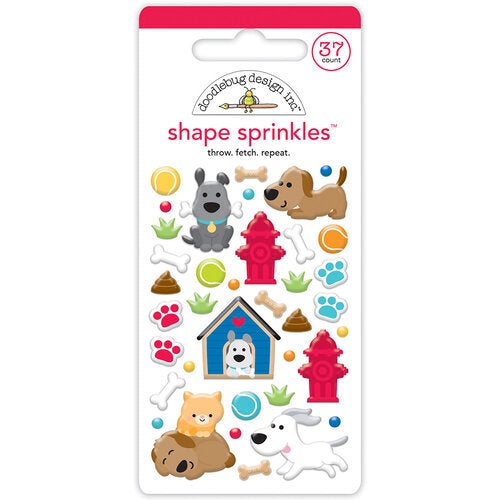 Doodlebug Doggone Cute THROW FETCH REPEAT SHAPE SPRINKLES Stickers 37pc