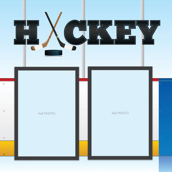 Scrapbook Customs Quick Page HOCKEY LEFT 12"X12" Scrapbook Paper