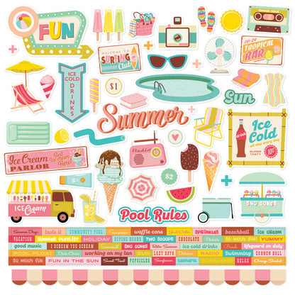 Simple Stories RETRO SUMMER 12&quot;X12&quot; Collection Kit 104pc