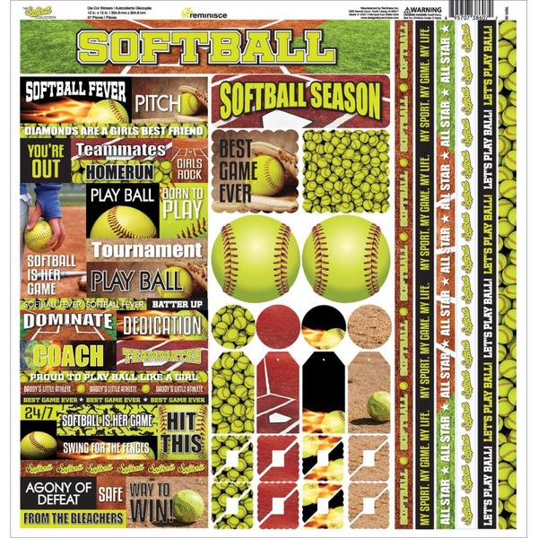 Reminisce SOFTBALL 12&quot;X12&quot; Sports Die Cut Stickers