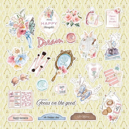 Asuka Studio DUSTY ROSE EPHEMERA DieCuts 24pc