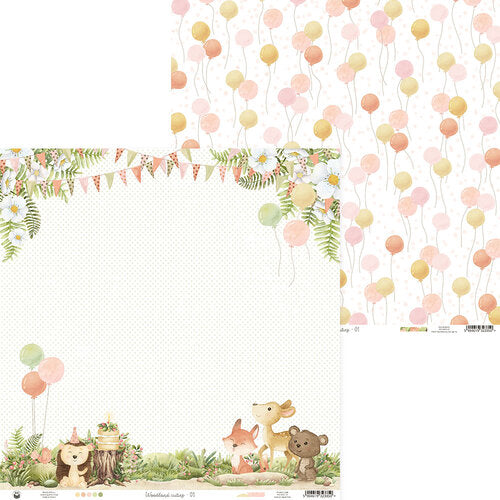 P13 WOODLAND CUTIES 12"X12" Racoon Scrapbook Paper 03